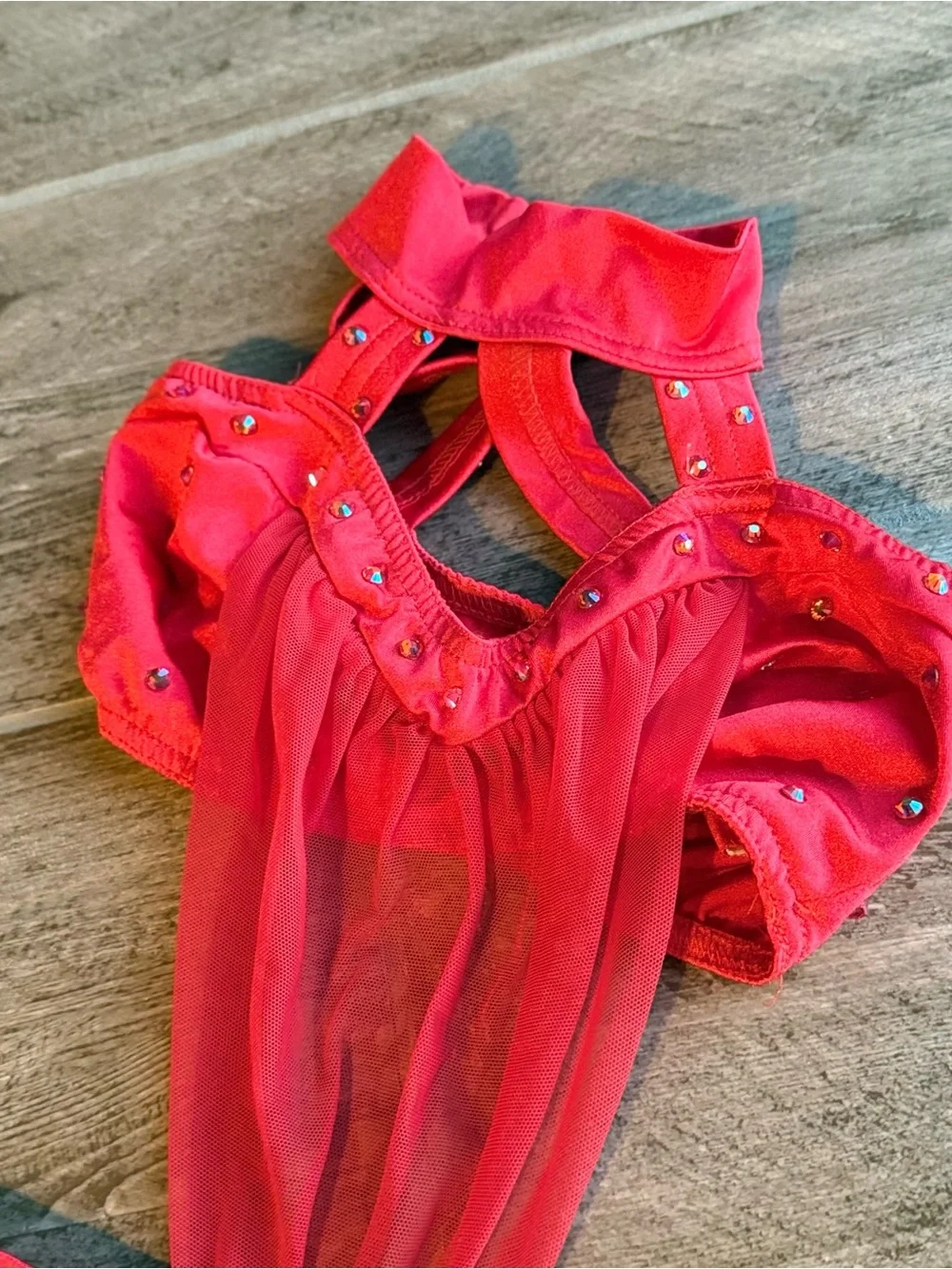 Kelle Red Dance Costume Leotard with Embelishments